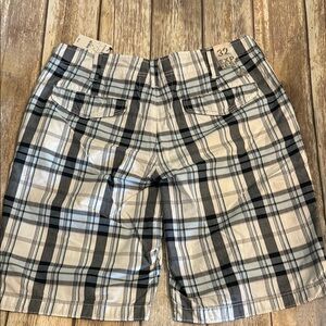 Express Navy and White Plaid Shorts